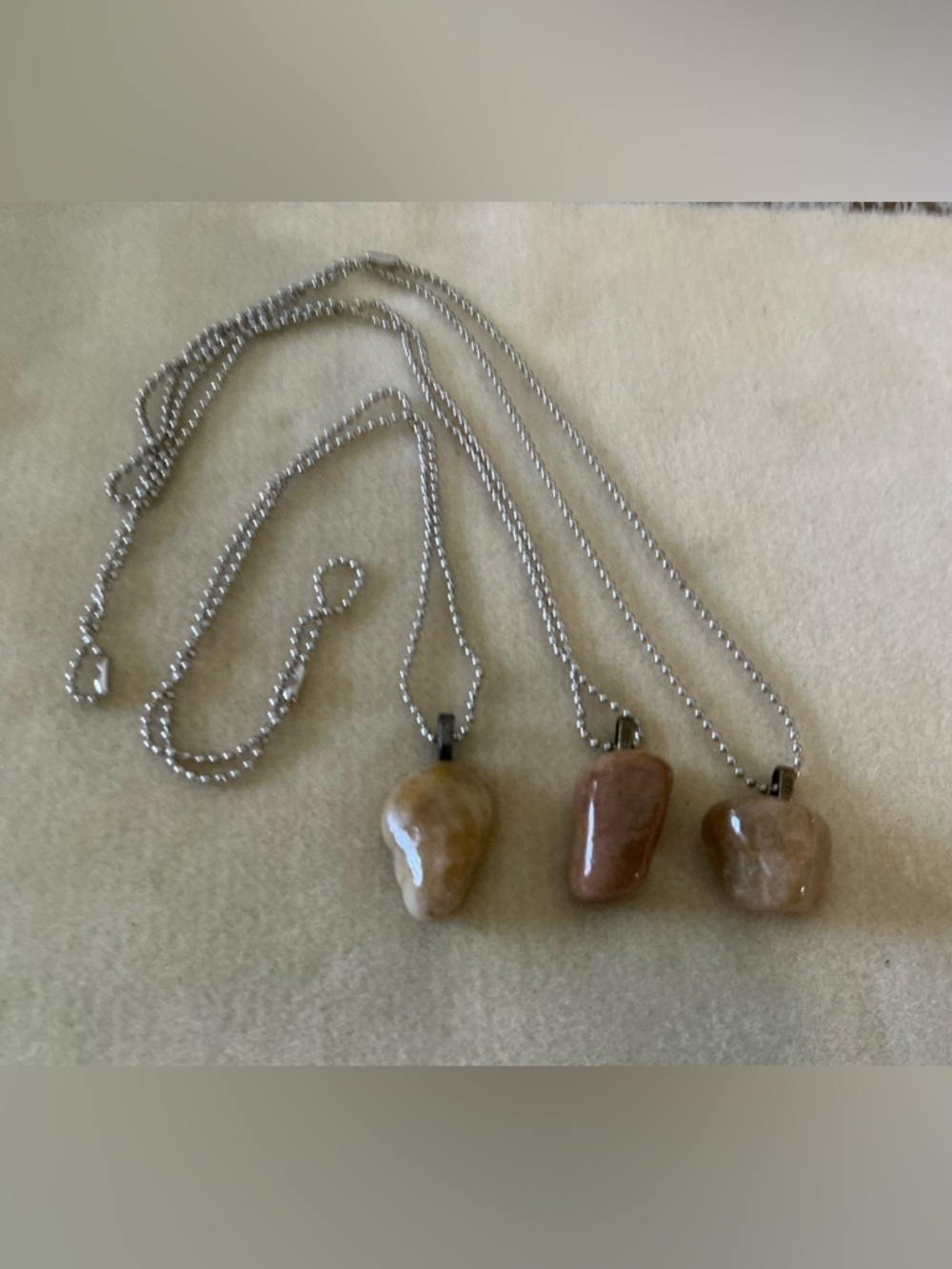 Handmade Brown Stone Pendant Necklace - Natural Beige Accent